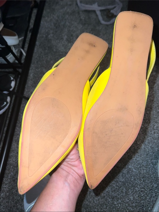 Zara Yellow Pointed Toe Slingback Flats with Crystal Buckle main image 1